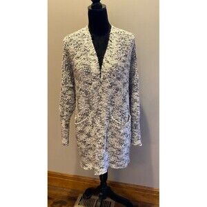 Maurice’s Long Cardigan Sweater Size 2X Extra Soft Black White Bubble Knit